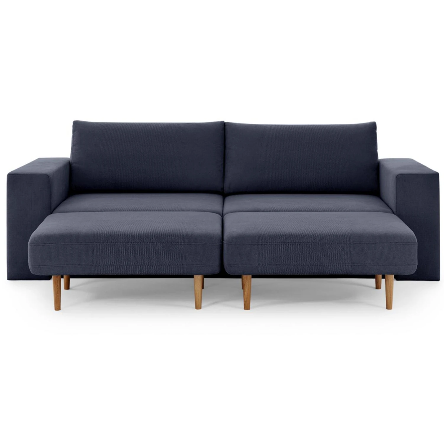 Sofa mit 2 Hockern - LOOKS by Wolfgang Joop - dunkelblau - Armlehne mit Regal - 252 cm 2 Sofa mit 2 Hockern - LOOKS by Wolfgang Joop - dunkelblau - Armlehne mit Regal - 252 cm – Bild 2