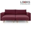 Sofa mit 2 Hockern - LOOKS by Wolfgang Joop - beere - Armlehne mit Regal - 252 cm