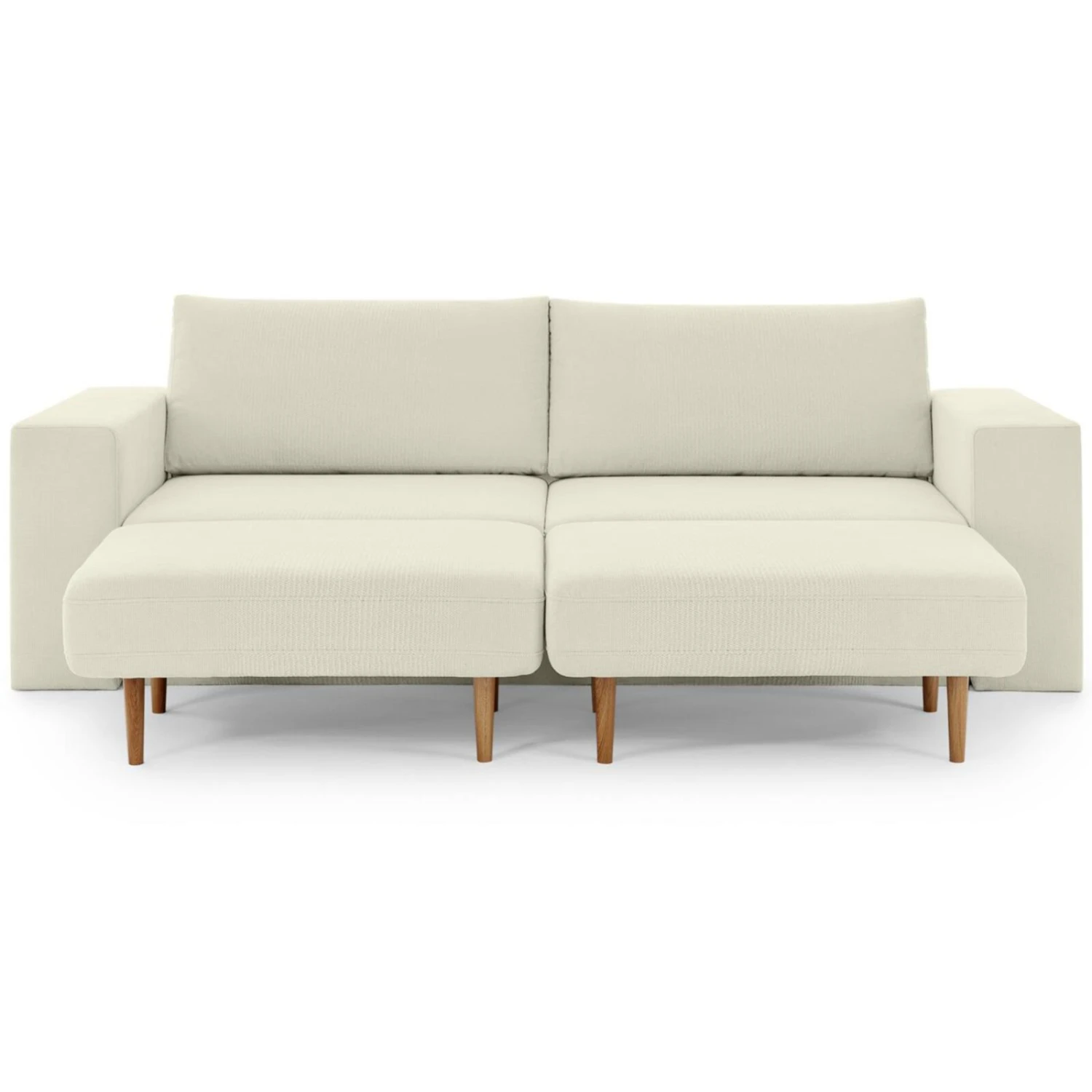 Sofa mit 2 Hockern - LOOKS by Wolfgang Joop - creme - Armlehne mit Regal - 252 cm 2 Sofa mit 2 Hockern - LOOKS by Wolfgang Joop - creme - Armlehne mit Regal - 252 cm – Bild 2