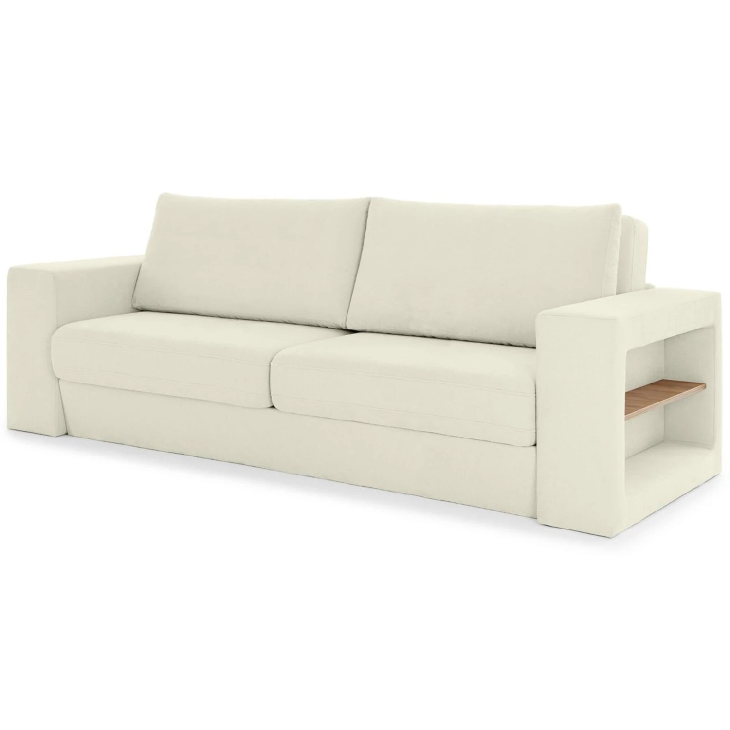Sofa mit 2 Hockern - LOOKS by Wolfgang Joop - creme - Armlehne mit Regal - 252 cm 4 Sofa mit 2 Hockern - LOOKS by Wolfgang Joop - creme - Armlehne mit Regal - 252 cm – Bild 4