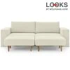 Sofa mit 2 Hockern - LOOKS by Wolfgang Joop - creme - Armlehne mit Regal - 252 cm