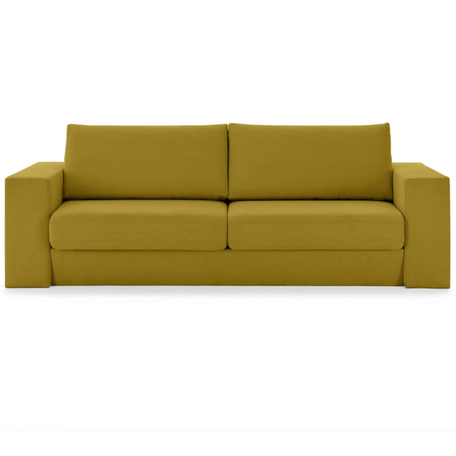 Sofa mit 2 Hockern - LOOKS by Wolfgang Joop - senf - Armlehne mit Regal - 252 cm 3 Sofa mit 2 Hockern - LOOKS by Wolfgang Joop - senf - Armlehne mit Regal - 252 cm – Bild 3