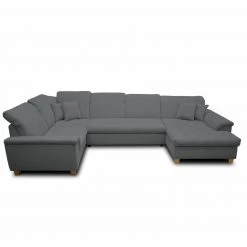 Wohnlandschaft - dunkelgrau - Kopfteilverstellung - Recamiere rechts