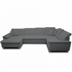 Wohnlandschaft - dunkelgrau - Kopfteilverstellung - Recamiere links