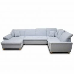 Wohnlandschaft - pastellblau - Kopfteilverstellung - Recamiere links