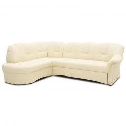 Ecksofa - beige - Kunstleder - Ottomane links