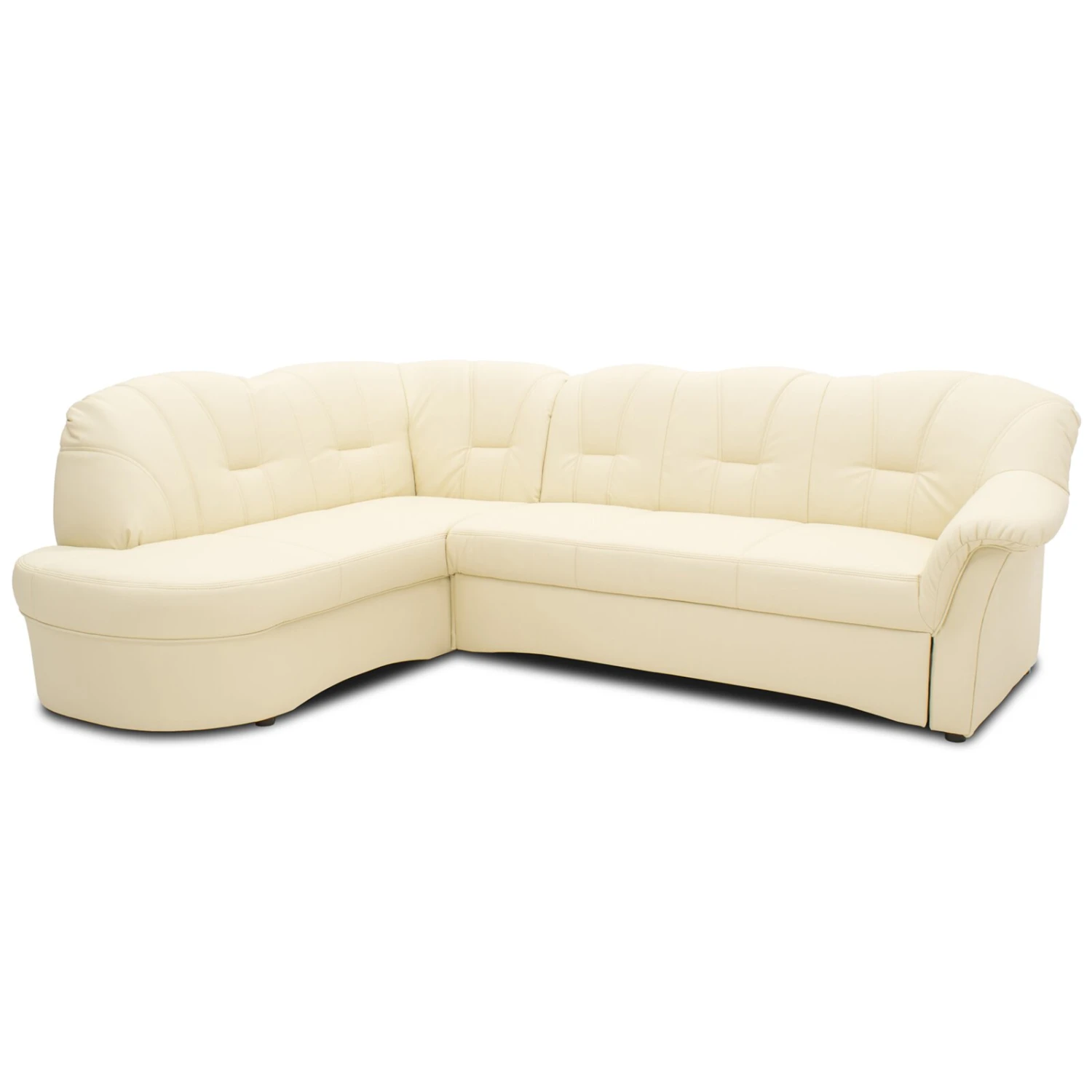 Ecksofa - beige - Kunstleder - Ottomane links 1 Ecksofa - beige - Kunstleder - Ottomane links