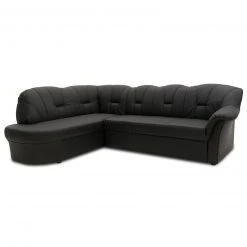 Ecksofa - schwarz - Kunstleder - Ottomane links