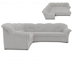 Ecksofa - hellgrau - Microfaser - Liegefunktion - rechts