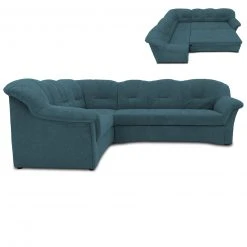Ecksofa - petrol - Microfaser - Liegefunktion - rechts