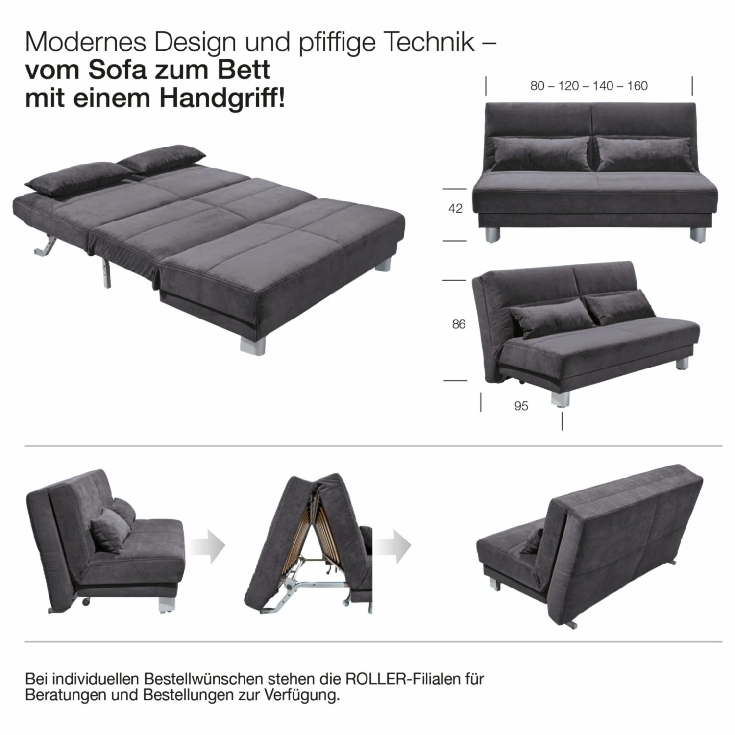 Schlafsofa - rot - mit Liegefunktion - 140 cm 4 Schlafsofa - rot - mit Liegefunktion - 140 cm – Bild 4