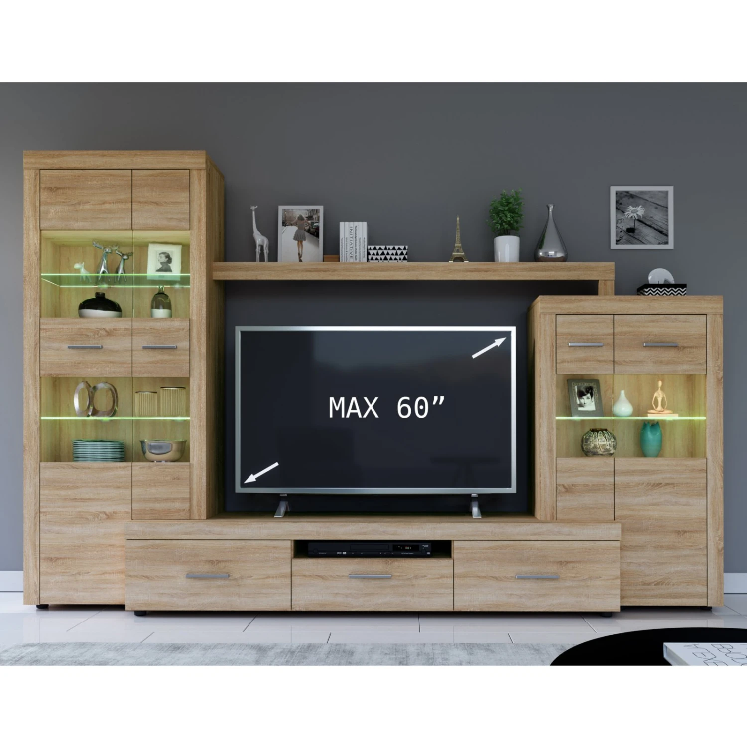 Wohnwand - Sonoma Eiche - 308 cm breit 2 Wohnwand - Sonoma Eiche - 308 cm breit – Bild 2