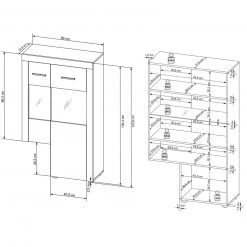 Wohnwand - Sonoma Eiche - 308 cm breit 17 Wohnwand - Sonoma Eiche - 308 cm breit -Wohnzimmer Verkäufe 1256000300 09 1600Wx1600H