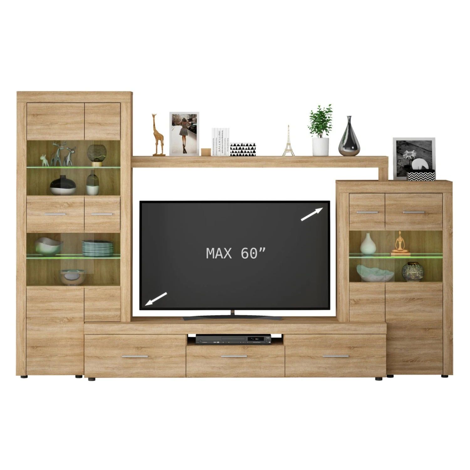 Wohnwand - Sonoma Eiche - 308 cm breit 1 Wohnwand - Sonoma Eiche - 308 cm breit