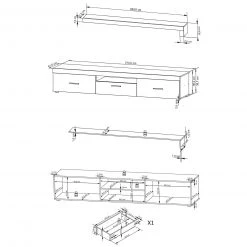 Wohnwand - Old Wood - Matera - 308 cm -Wohnzimmer Verkäufe 1256000301 04 1600Wx1600H