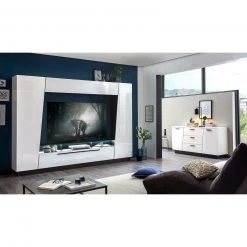 Medienwand - weiß Hochglanz - schwarz - 275 cm -Wohnzimmer Verkäufe 1256000400 07 1600Wx1600H