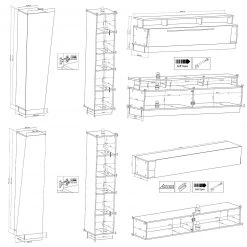 Medienwand - weiß Hochglanz - schwarz - 275 cm -Wohnzimmer Verkäufe 1256000400 08 1600Wx1600H