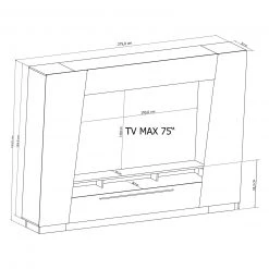 Medienwand - weiß Hochglanz - schwarz - 275 cm -Wohnzimmer Verkäufe 1256000400 09 1600Wx1600H