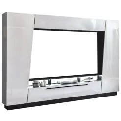 Medienwand - weiß Hochglanz - schwarz - 275 cm