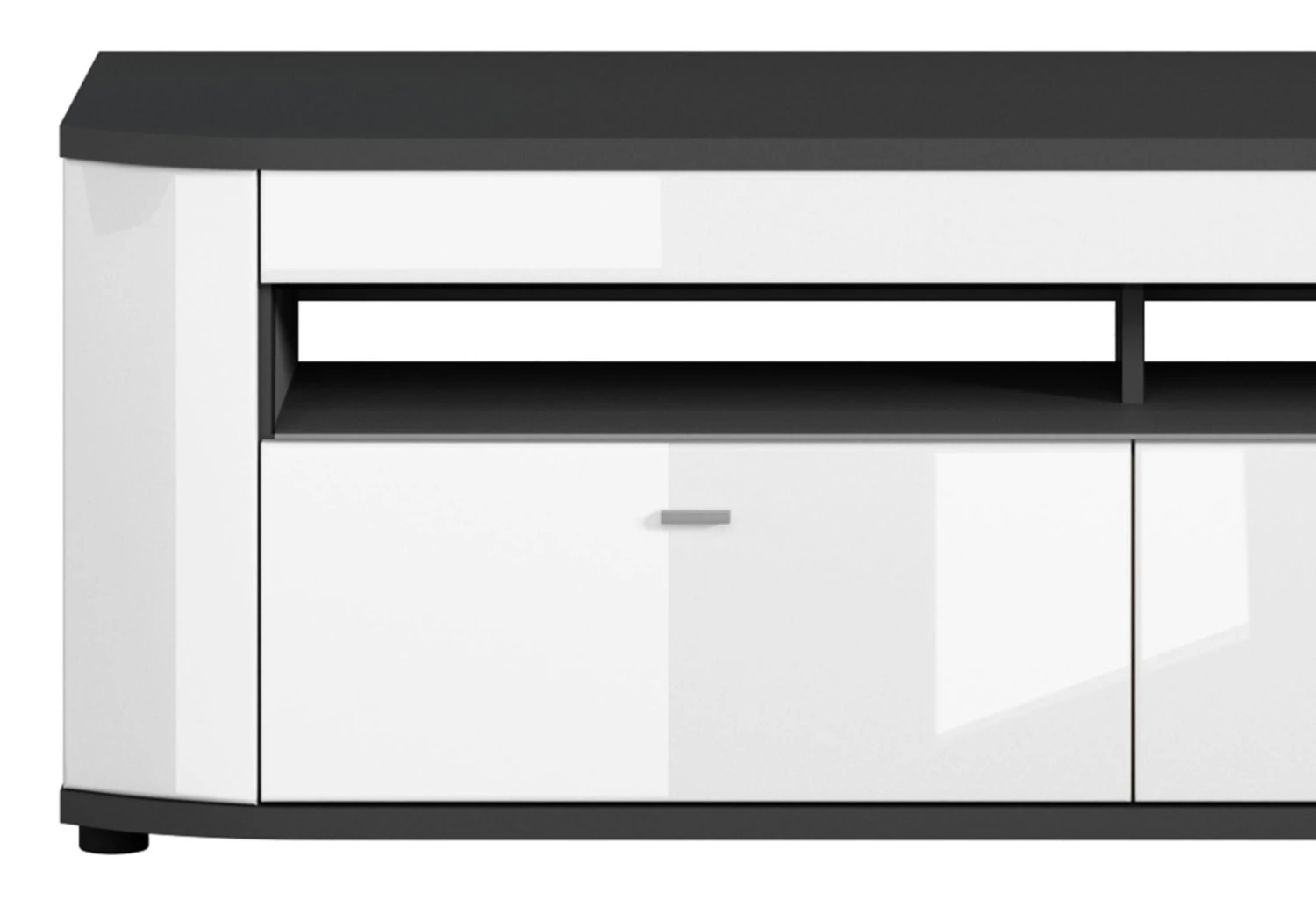 TV-Lowboard - weiß Hochglanz - anthrazit - 150 cm 3 TV-Lowboard - weiß Hochglanz - anthrazit - 150 cm – Bild 3