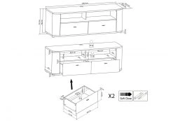 TV-Lowboard - weiß Hochglanz - anthrazit - 150 cm 10 TV-Lowboard - weiß Hochglanz - anthrazit - 150 cm -Wohnzimmer Verkäufe 1256000500 04 1600Wx1600H