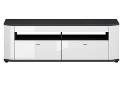 TV-Lowboard - weiß Hochglanz - anthrazit - 150 cm