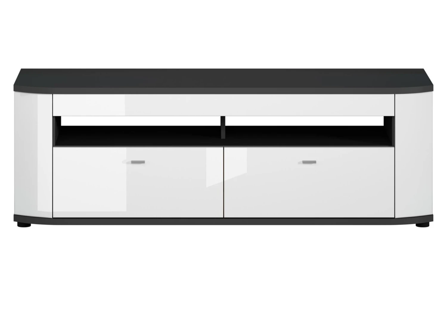 TV-Lowboard - weiß Hochglanz - anthrazit - 150 cm 1 TV-Lowboard - weiß Hochglanz - anthrazit - 150 cm