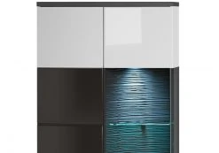 Vitrine - weiß Hochglanz - anthrazit - 200 cm -Wohnzimmer Verkäufe 1256000600 03 1600Wx1600H