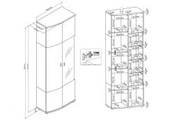 Vitrine - weiß Hochglanz - anthrazit - 200 cm -Wohnzimmer Verkäufe 1256000600 04 1600Wx1600H