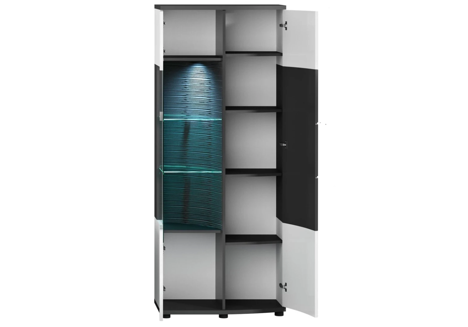 Highboardvitrine - weiß Hochglanz - anthrazit - 163 cm 2 Highboardvitrine - weiß Hochglanz - anthrazit - 163 cm – Bild 2