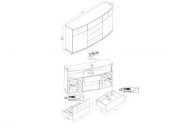 Sideboard - weiß Hochglanz - anthrazit - 160 cm -Wohnzimmer Verkäufe 1256000900 06 1600Wx1600H
