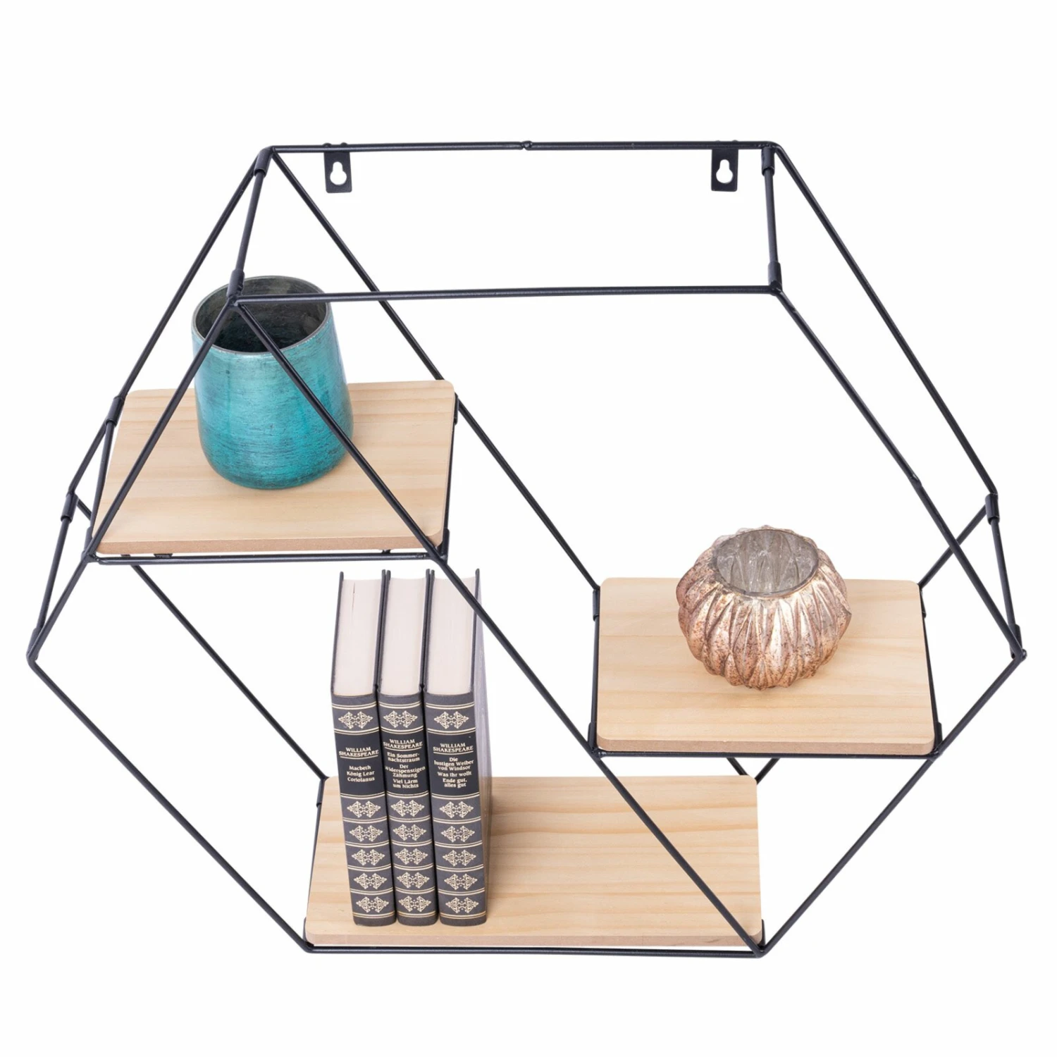 Wandregal - schwarz-natur - 58 cm 2 Wandregal - schwarz-natur - 58 cm – Bild 2