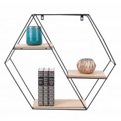 Wandregal - schwarz-natur - 58 cm