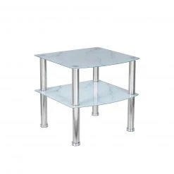 Beistelltisch - weiß - Marmoreffekt - 45 cm