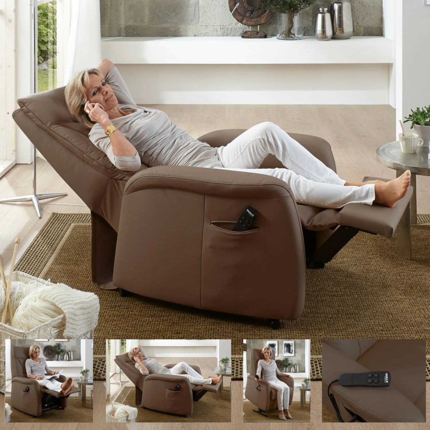 Ledersessel - mocca - Motor und Aufstehhilfe 2 Ledersessel - mocca - Motor und Aufstehhilfe – Bild 2