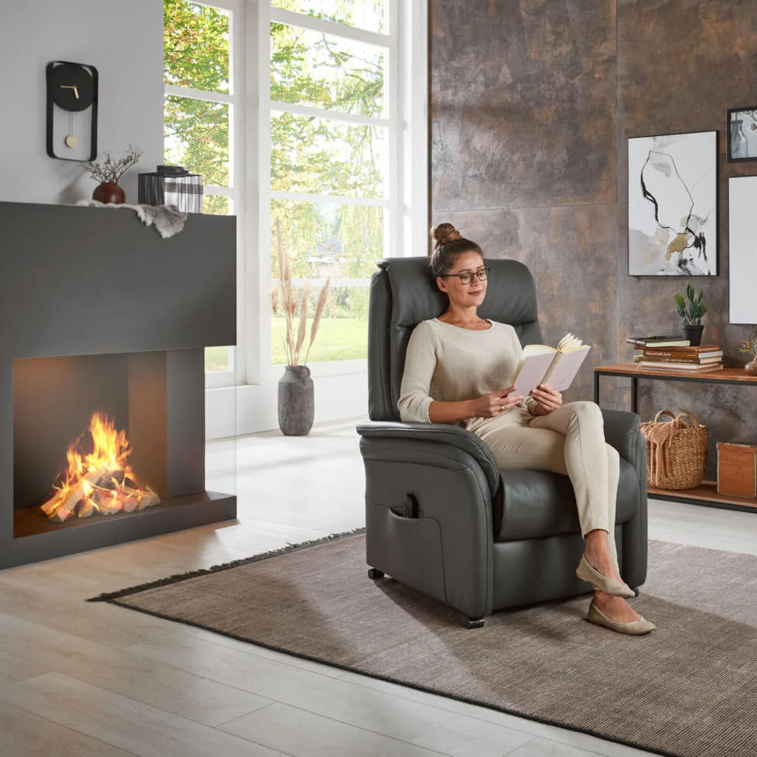 Ledersessel - anthrazit - mit E-Motoren - medium 9 Ledersessel - anthrazit - mit E-Motoren - medium – Bild 9