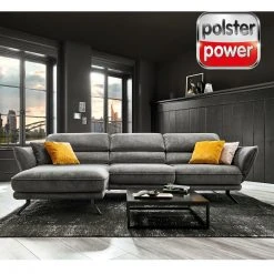 polsterpower Ecksofa - grau - Basismodell - Canapé links