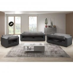 3-teilige Polstergarnitur - anthrazit - Liegefunktion -Wohnzimmer Verkäufe 1286000700 03 1600Wx1600H