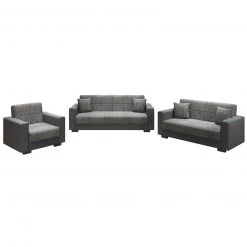 3-teilige Polstergarnitur - anthrazit - Liegefunktion