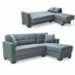 Ecksofa - anthrazit - Webstoff - mit Liegefunktion