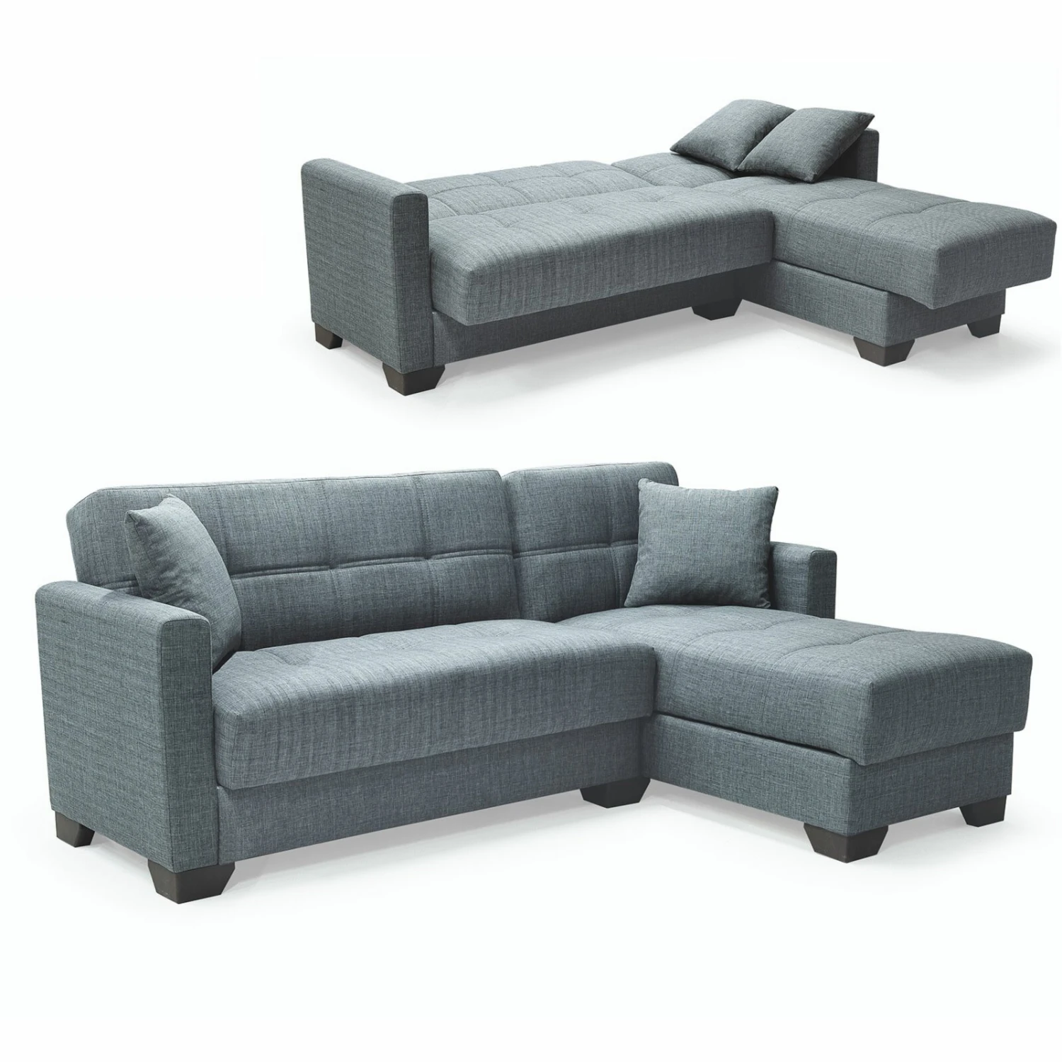 Ecksofa - anthrazit - Webstoff - mit Liegefunktion 1 Ecksofa - anthrazit - Webstoff - mit Liegefunktion