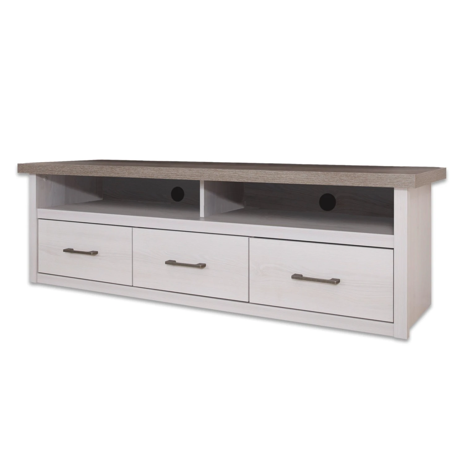 TV-Lowboard - Pinie weiß - Trüffel - 148 cm 1 TV-Lowboard - Pinie weiß - Trüffel - 148 cm