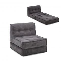 XL-Relaxsessel - grau - Kord - mit Liegefunktion