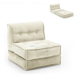 XL-Relaxsessel - creme - Kord - mit Liegefunktion