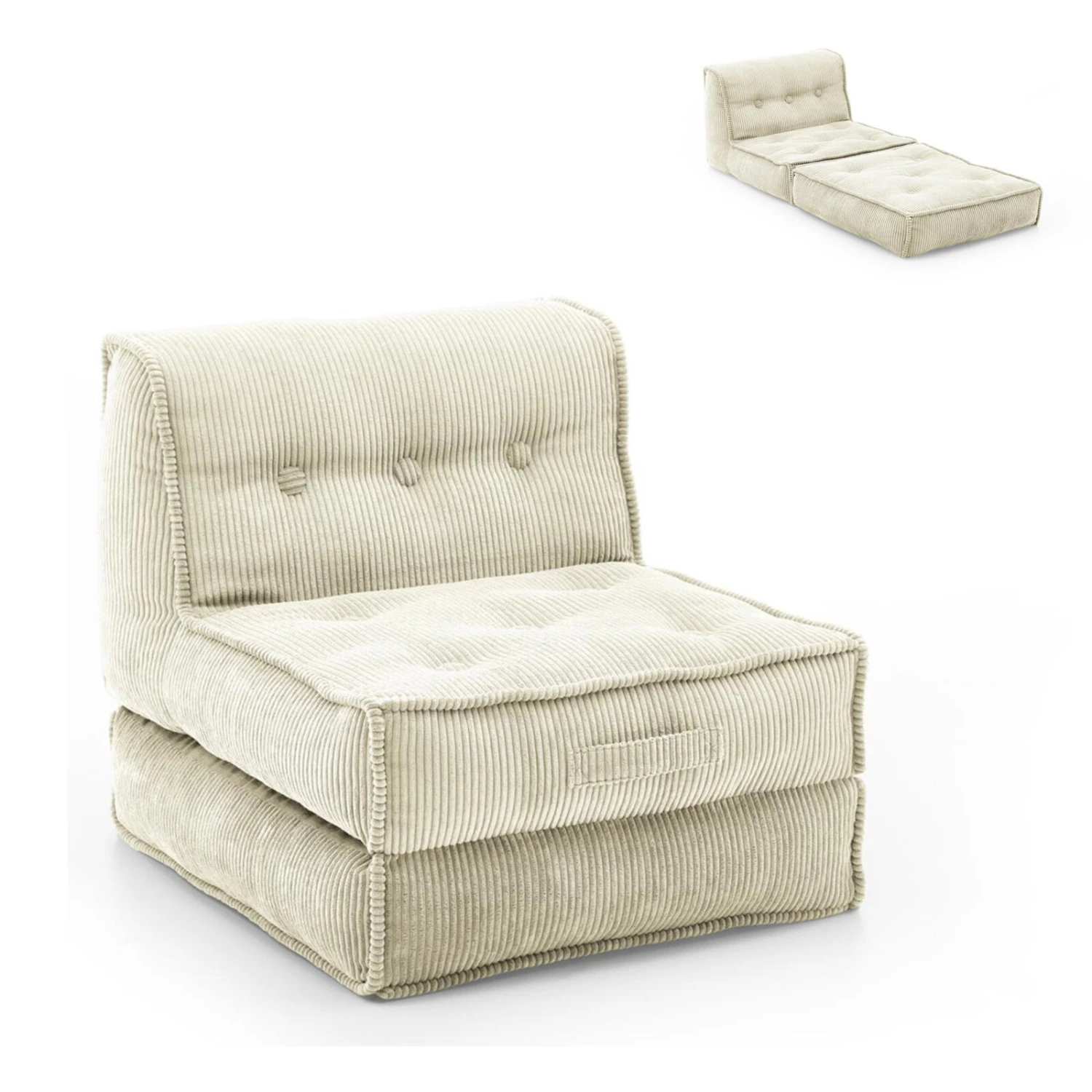 XL-Relaxsessel - creme - Kord - mit Liegefunktion 1 XL-Relaxsessel - creme - Kord - mit Liegefunktion