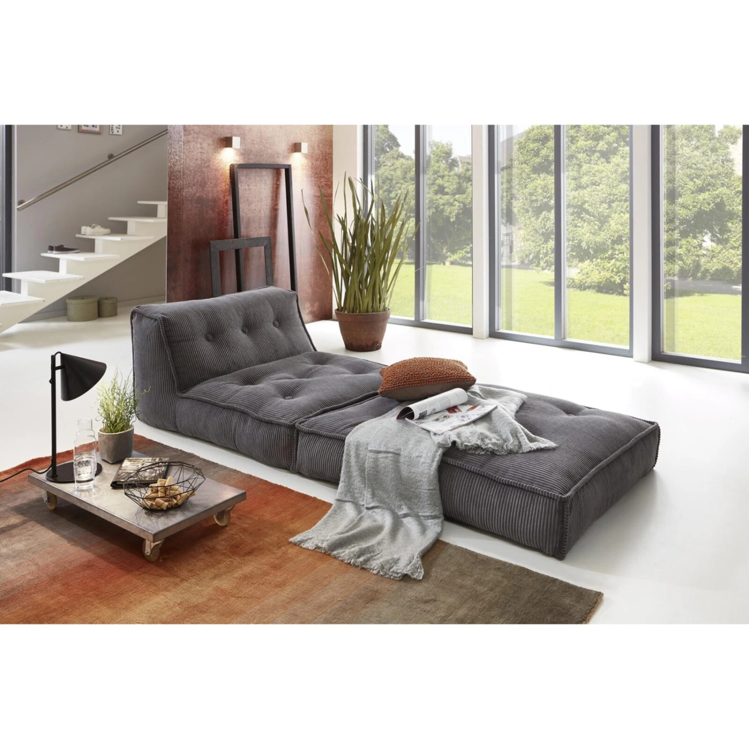 XXL-Relaxsessel - grau - Kord - mit Liegefunktion 5 XXL-Relaxsessel - grau - Kord - mit Liegefunktion – Bild 5