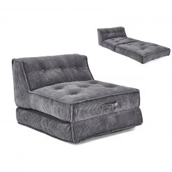 XXL-Relaxsessel - grau - Kord - mit Liegefunktion