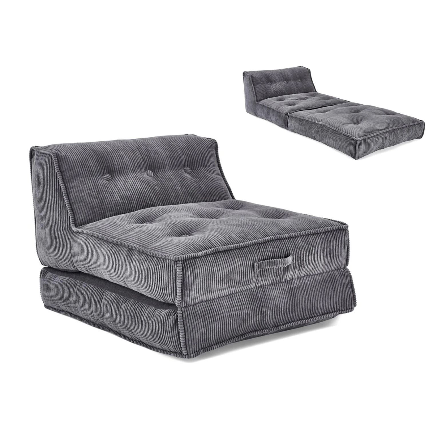 XXL-Relaxsessel - grau - Kord - mit Liegefunktion 1 XXL-Relaxsessel - grau - Kord - mit Liegefunktion