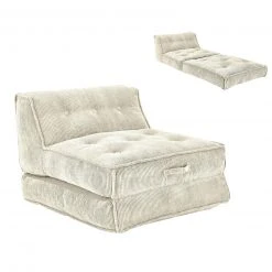 XXL-Relaxsessel - creme - Kord - mit Liegefunktion