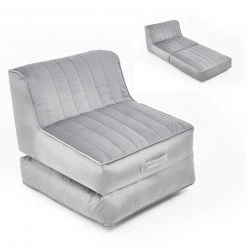 XL-Relaxsessel - hellgrau - Samtvelours - mit Liegefunktion